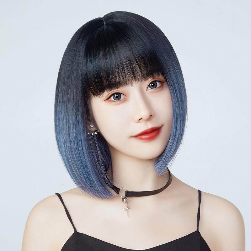假发女短发啵啵头bobo头挑染渐层夏整顶全头套自然修脸少女短直发