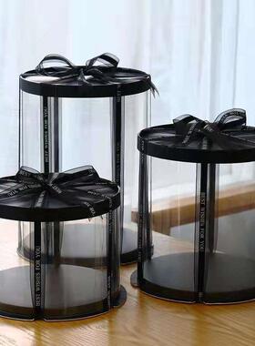 圆透明蛋糕子6寸8寸10寸加盒圆形高四高层特白色圆形蛋糕打形包盒