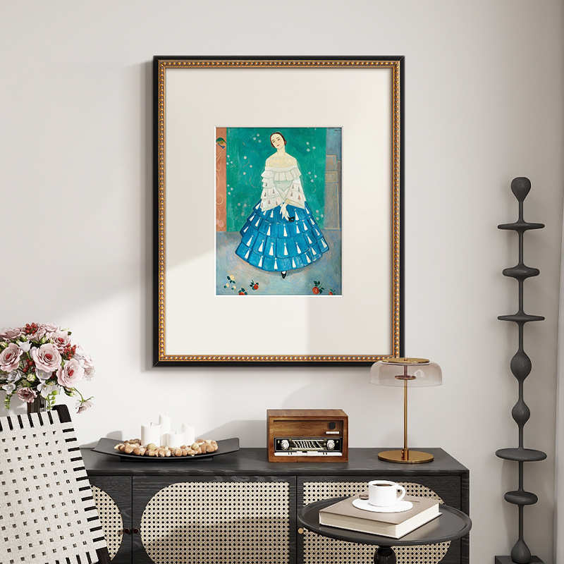 华裳》法式复古小众艺术装饰画北欧中古风挂画客厅卧室少女肖像画