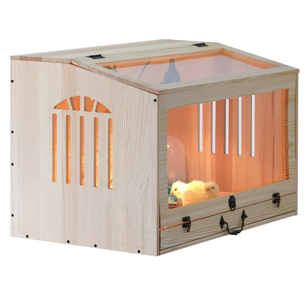 宠物育雏保温箱芦丁鸡饲养箱家用笼大号控温木质鸡育雏保温箱子