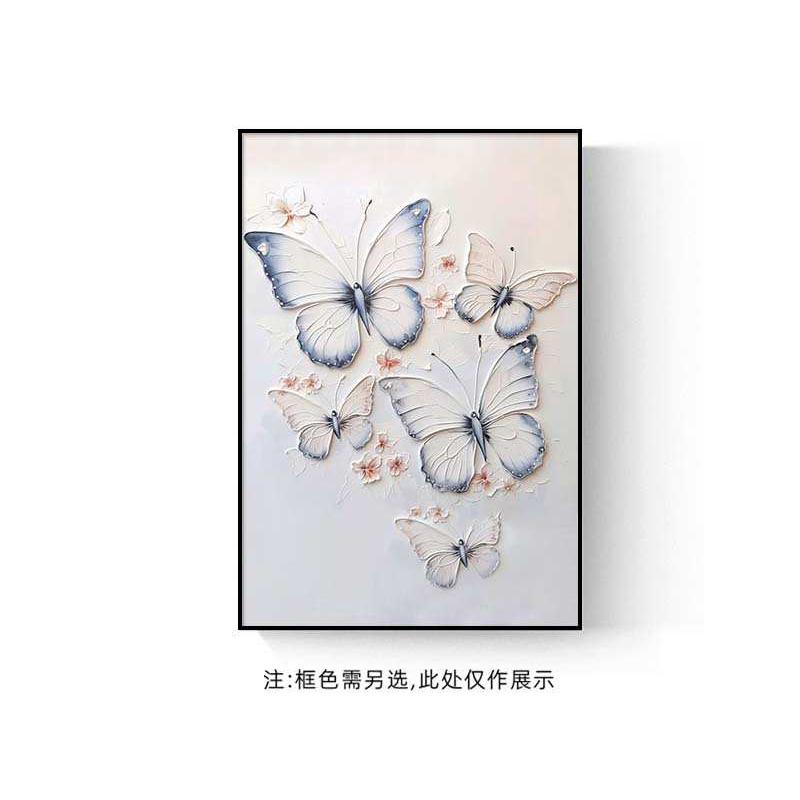 欧式简约抽象挂画黑白客厅蝴蝶装饰画高级感玄关竖版肌理装饰壁画图片