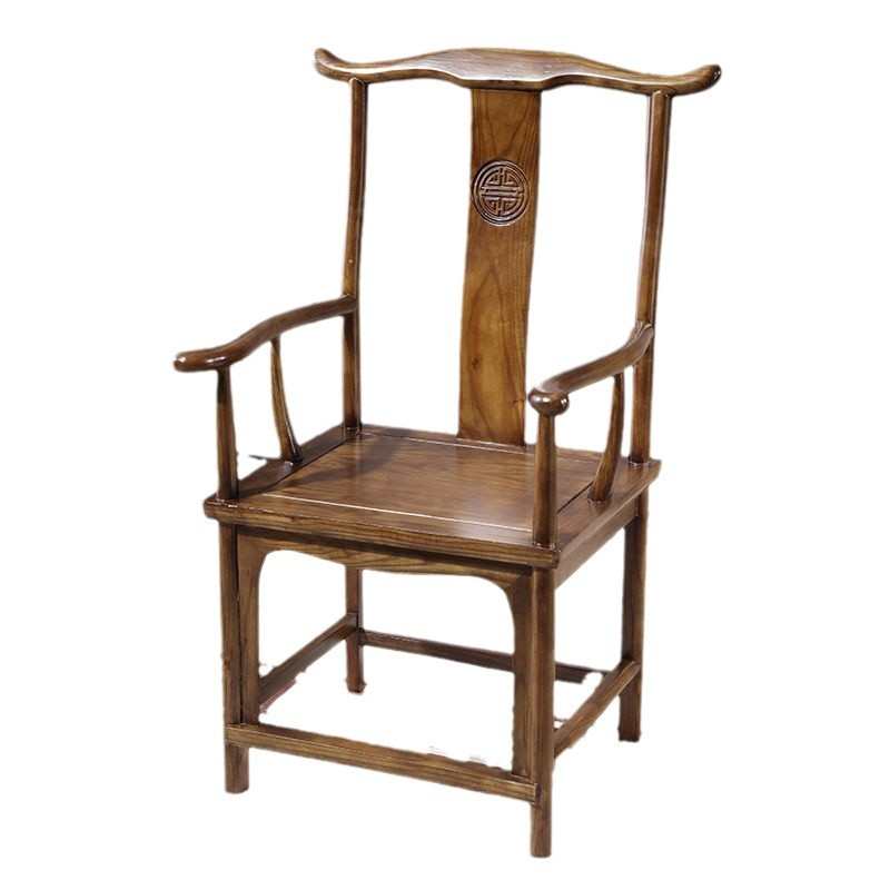 实木椅子圈椅中式围椅三件套皇宫椅主人椅家用靠背餐椅榆木太师椅
