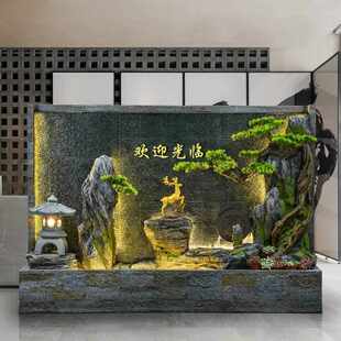 庭院墙客厅隔断喷泉水幕摆件流水屏风中式 新别墅景观玄关落地假山