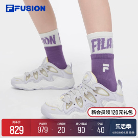 filafusion斐乐潮牌女鞋融裂鞋，复古篮球鞋2024夏休闲(夏休闲)运动鞋