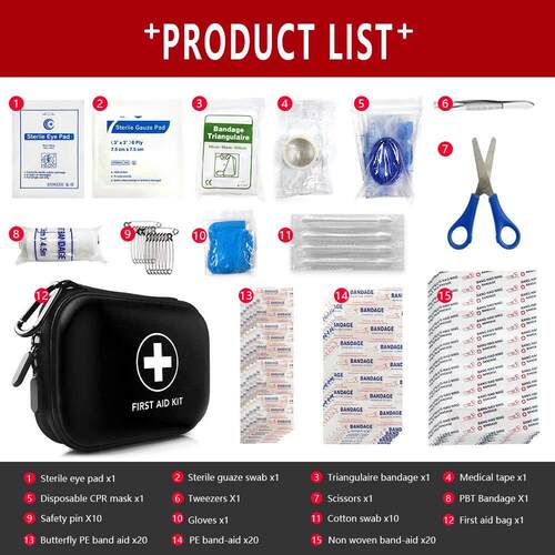 91pcs Portable Emergency Medical First Aid Bag Kit For House