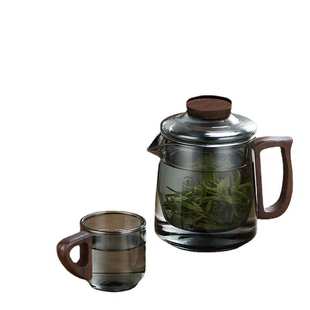 高硼硅玻璃木把泡茶壶家用大容量煮茶壶茶水分离泡茶杯茶具套装
