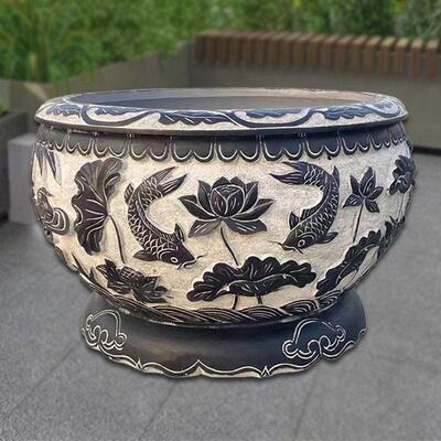 天然石雕鱼缸花盆门海青石彷古石缸庭院荷花缸石槽养鱼池流水摆件