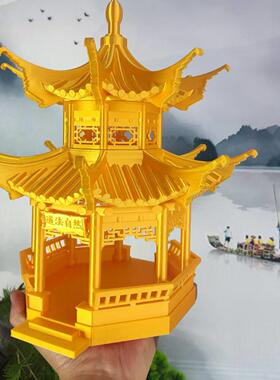 中国风微缩八角凉亭假山鱼缸水陆缸盆景景观造景书桌客厅装饰摆件