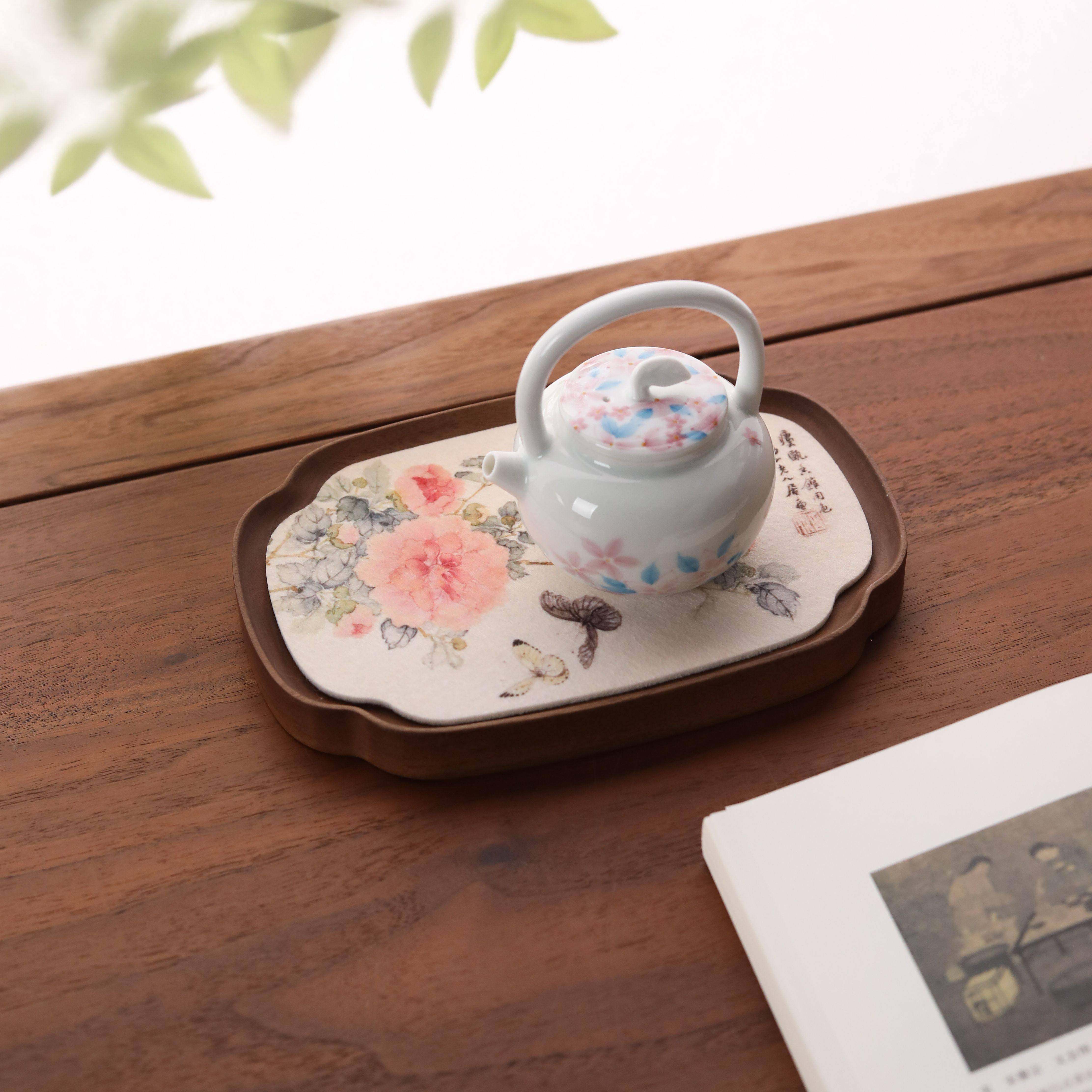 云杨茶舍胡桃木迎春海棠茶盘精致小型干泡台中式家用茶具托盘壶承,餐饮具,茶盘,淘宝优惠券,粉丝福利购,淘宝优惠卷