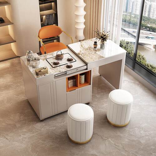 阳台小茶桌2025新款高端家用小户型移动岩板泡茶桌茶具茶台一整套