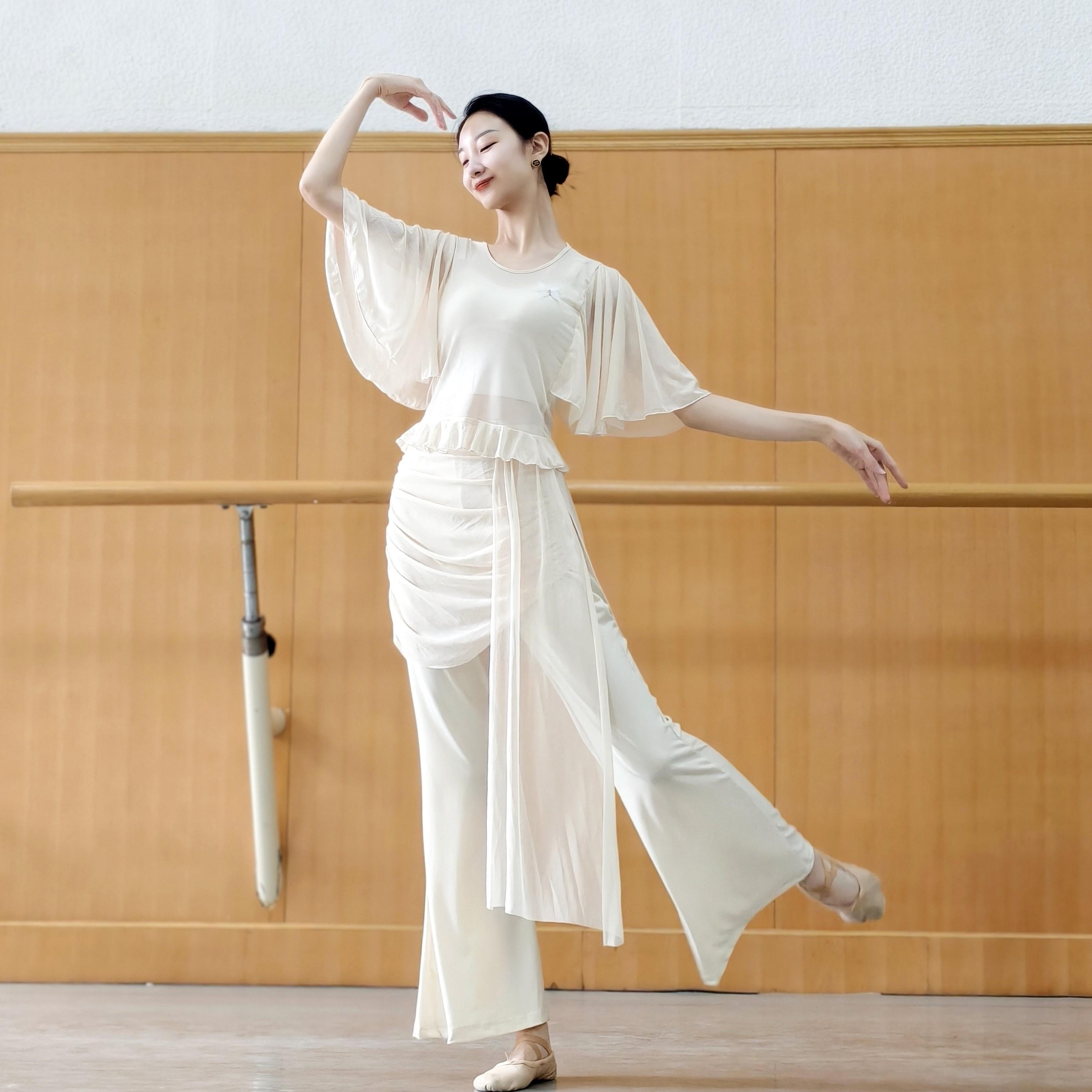 古典舞服飘逸蝶纱衣中国蝴XJU体舞女身韵练功服形训练上衣女