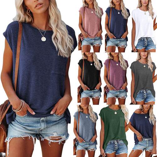 Women's Plain Solid Loose Fit T-Shirt, Comfortable Casual We