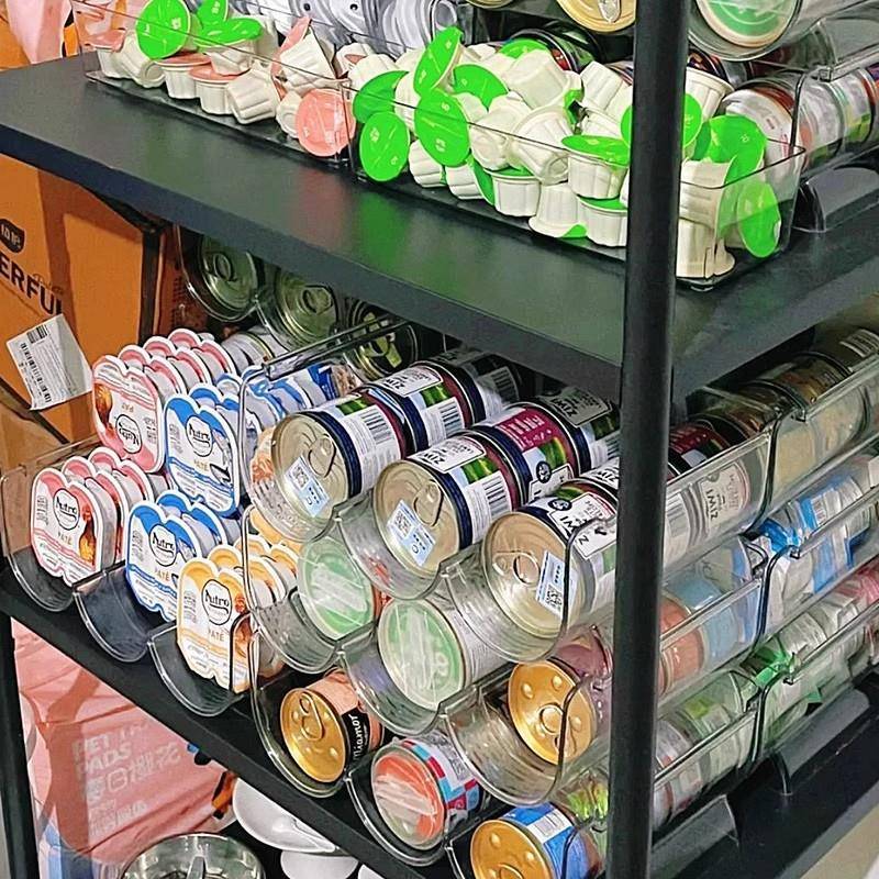 包邮猫狗罐头猫狗粮零食收纳盒宠物用品收纳架透明置物架可叠加