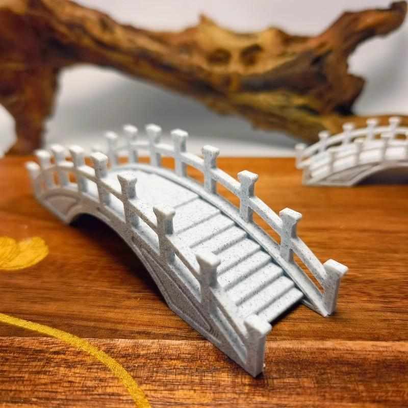 微景观鱼缸水陆缸盆景沙盘雨林生态缸微缩模型3D打印国风小桥摆件