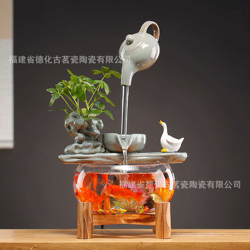 鱼缸流水客厅办公室摆件家居桌面创意开业小型景观礼品生财器循环,家居饰品,流水摆件,淘宝优惠券,粉丝福利购,淘宝优惠卷