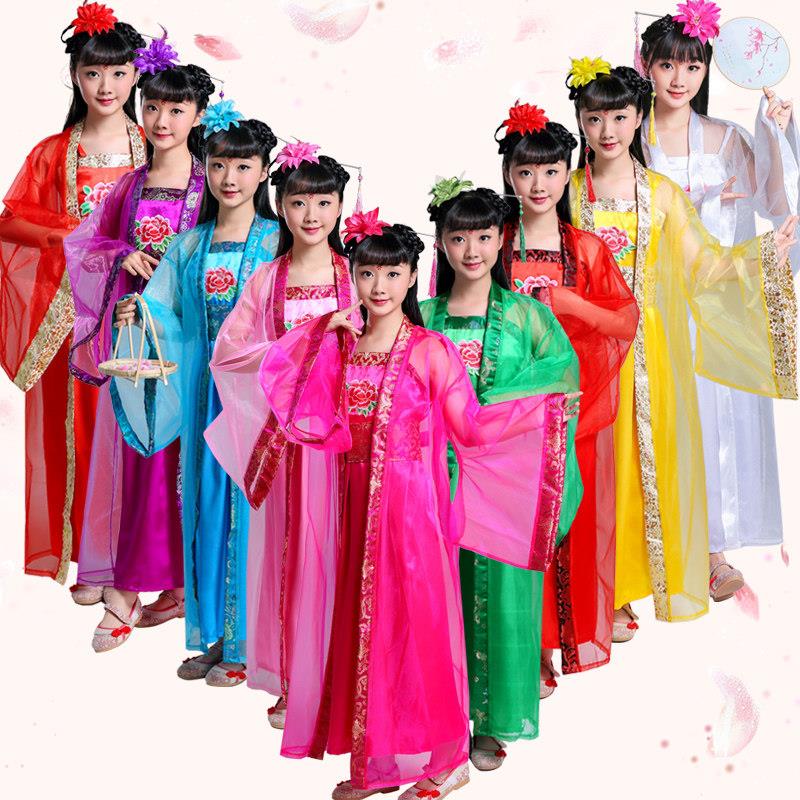 儿童古装唐装女童古装仙女装表演服古代公主古筝汉服影楼写真服装