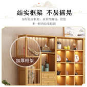 新中式 实木博古架客厅隔断组合置物架led灯展示柜现代茶室多宝阁