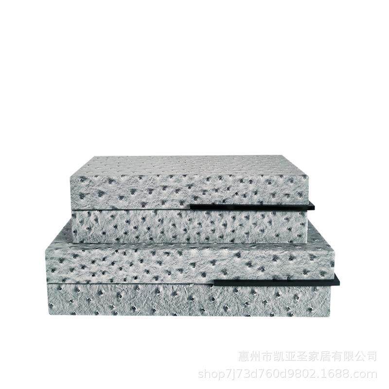 现代简约高档皮质软装家居首饰盒珠宝盒样板间售楼处装饰盒摆件