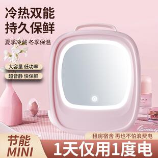 6L镜面LED灯迷你便携式家车两用美妆冷暖车载小冰箱