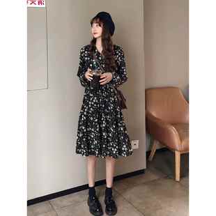 MUAMY秋装 覆古桔梗赫本风小个子超仙气质显瘦碎花连衣裙 2025新款