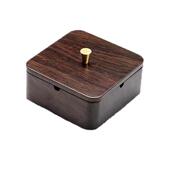 黑檀实木四方烟灰缸带盖家用办公防风防飞灰装 烟灰缸 饰摆件时尚