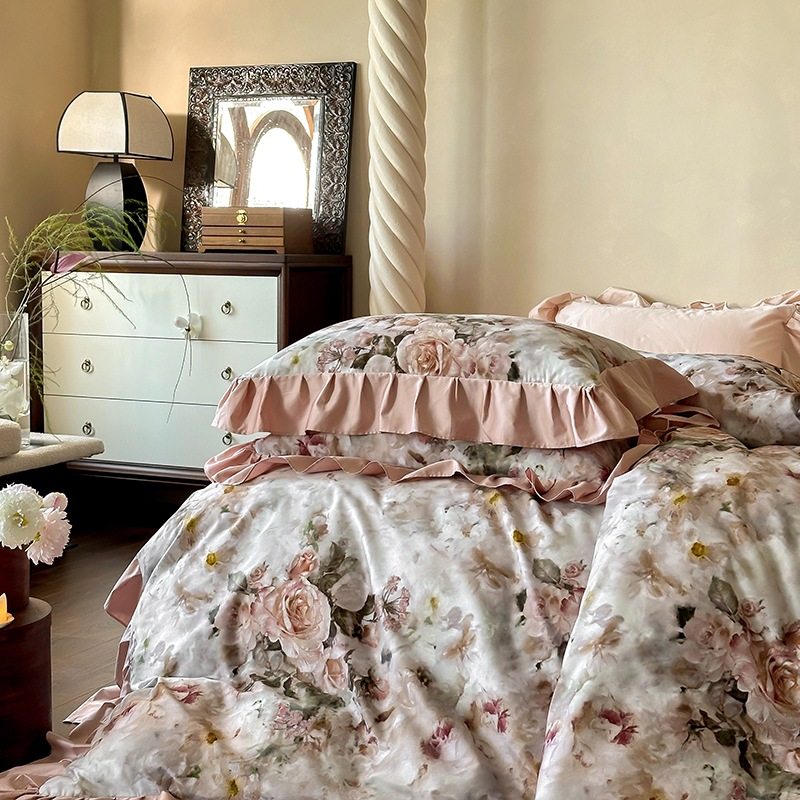 迟暮回忆 | 热情鲜花绽放印花设计纯棉床品四件套卧室双人四季,床上用品,床垫/床褥/床护垫/榻榻米床垫,淘宝优惠券,粉丝福利购,淘宝优惠卷