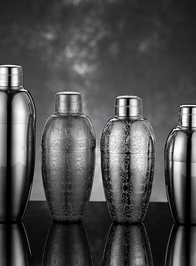 蚀刻波士顿调酒器 不锈钢摇酒壶酒吧调酒工具鸡尾酒shake杯雪克壶