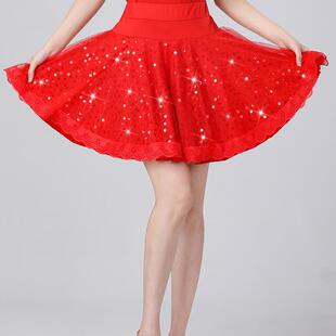 广场舞服装新款半身大摆裙亮片演出服拉丁舞裙子吉特巴舞裙三步踩