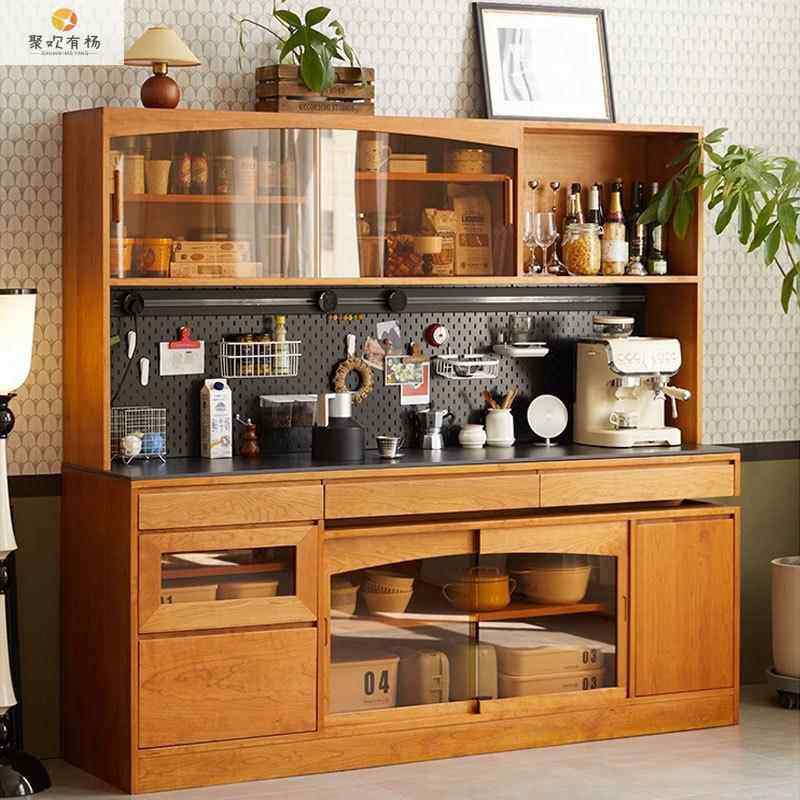 樱木实木旋转餐桌餐柜中桃式一餐厅储体物靠墙落地HFO客厅家用边