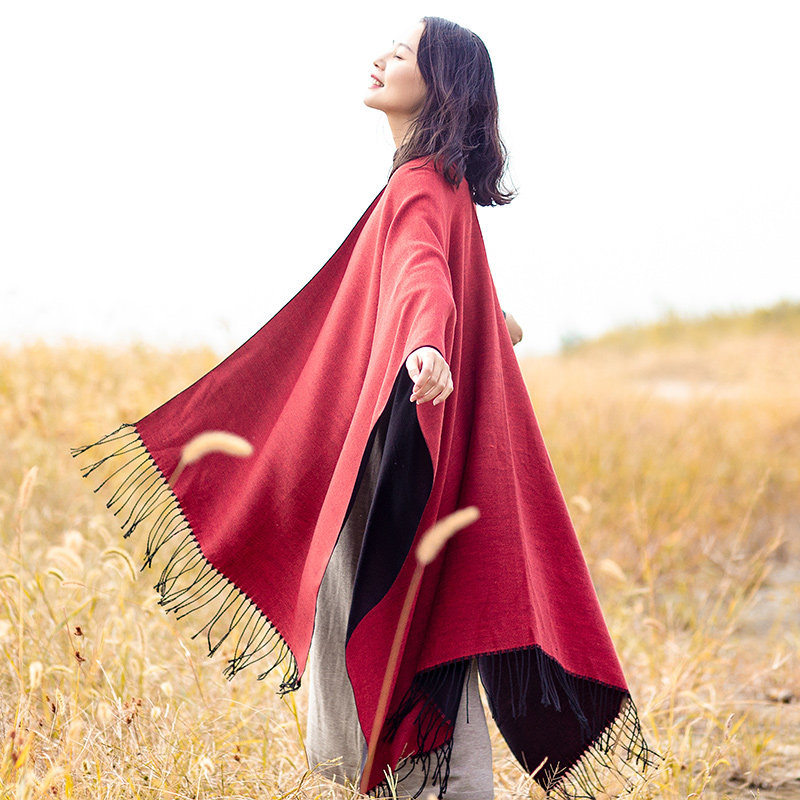 纯色旅行围巾双面开叉披肩女素色外搭旅游拍照休闲外披斗篷披风,服饰配件/皮带/帽子/围巾,围巾/丝巾/披肩,淘宝优惠券,粉丝福利购,淘宝优惠卷