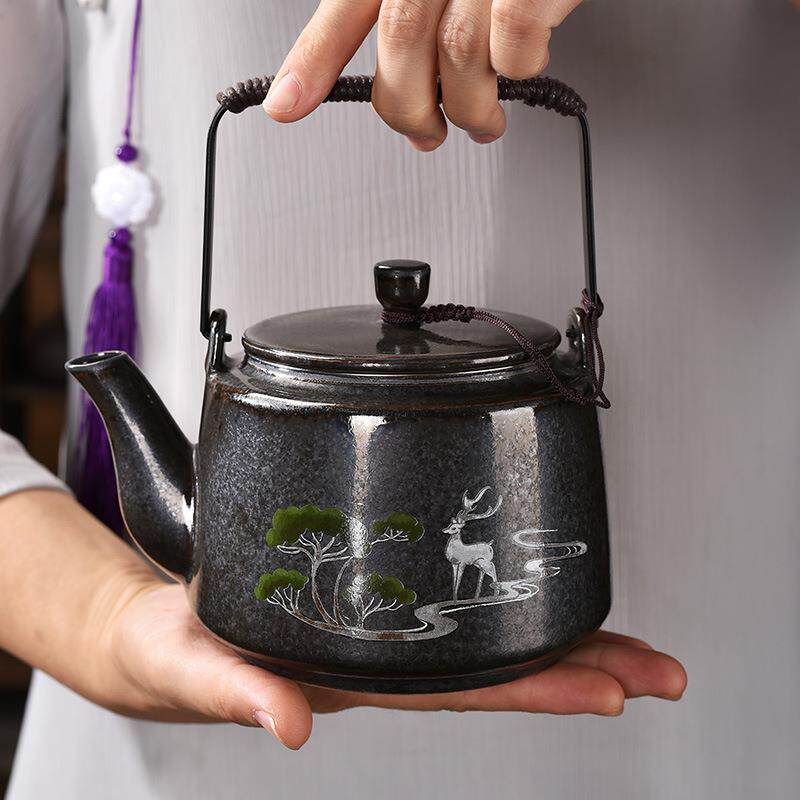 中式仿古风提梁壶茶具套装陶瓷泡茶壶喝茶水分离茶壶带过滤沏茶壶