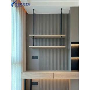 极简铝合金圆管层板置物架吊架书架收纳架悬挂落地立柱装饰展示架