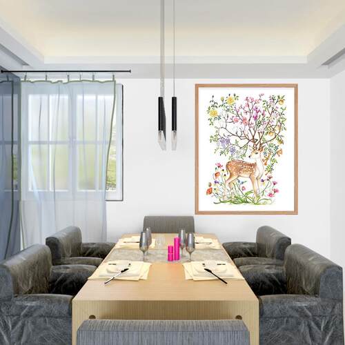 形钻石画满钻新款 客厅北欧梅花鹿A异小B彩钻贴砖十幅字绣钻JC336