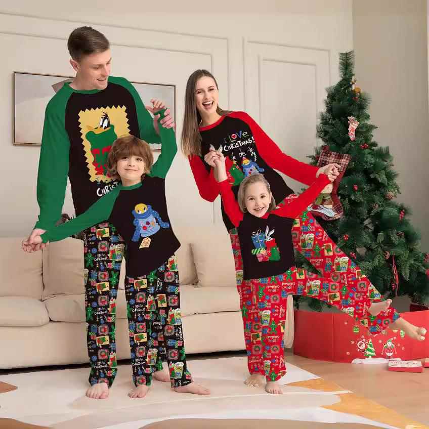 Holiday Colorblock Clothes Pattern Set Cute Christmas Red