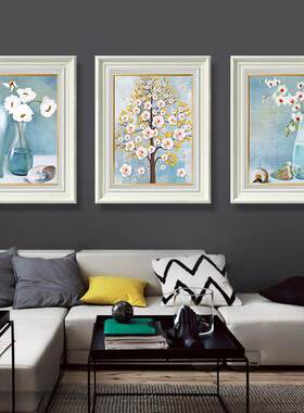 砖石画满砖石绣客厅餐厅简欧三联画十字绣静物发财树