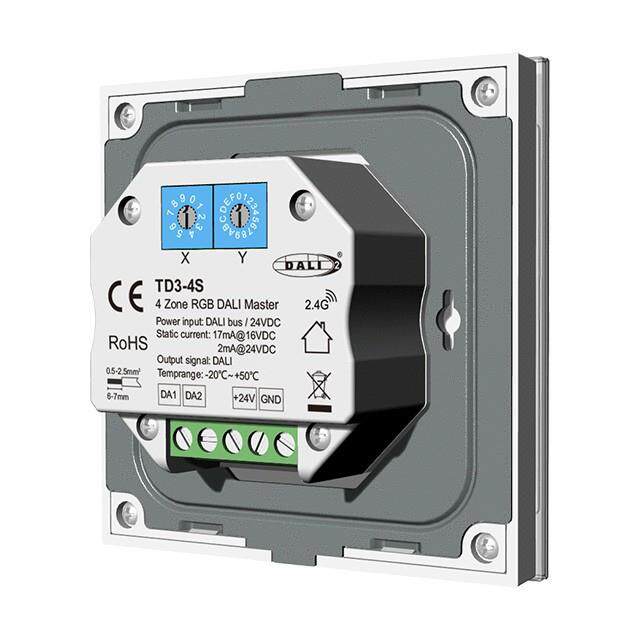 4区 DALI总线供电/24VDC RGB DALI主控触摸面板 TD3-4S