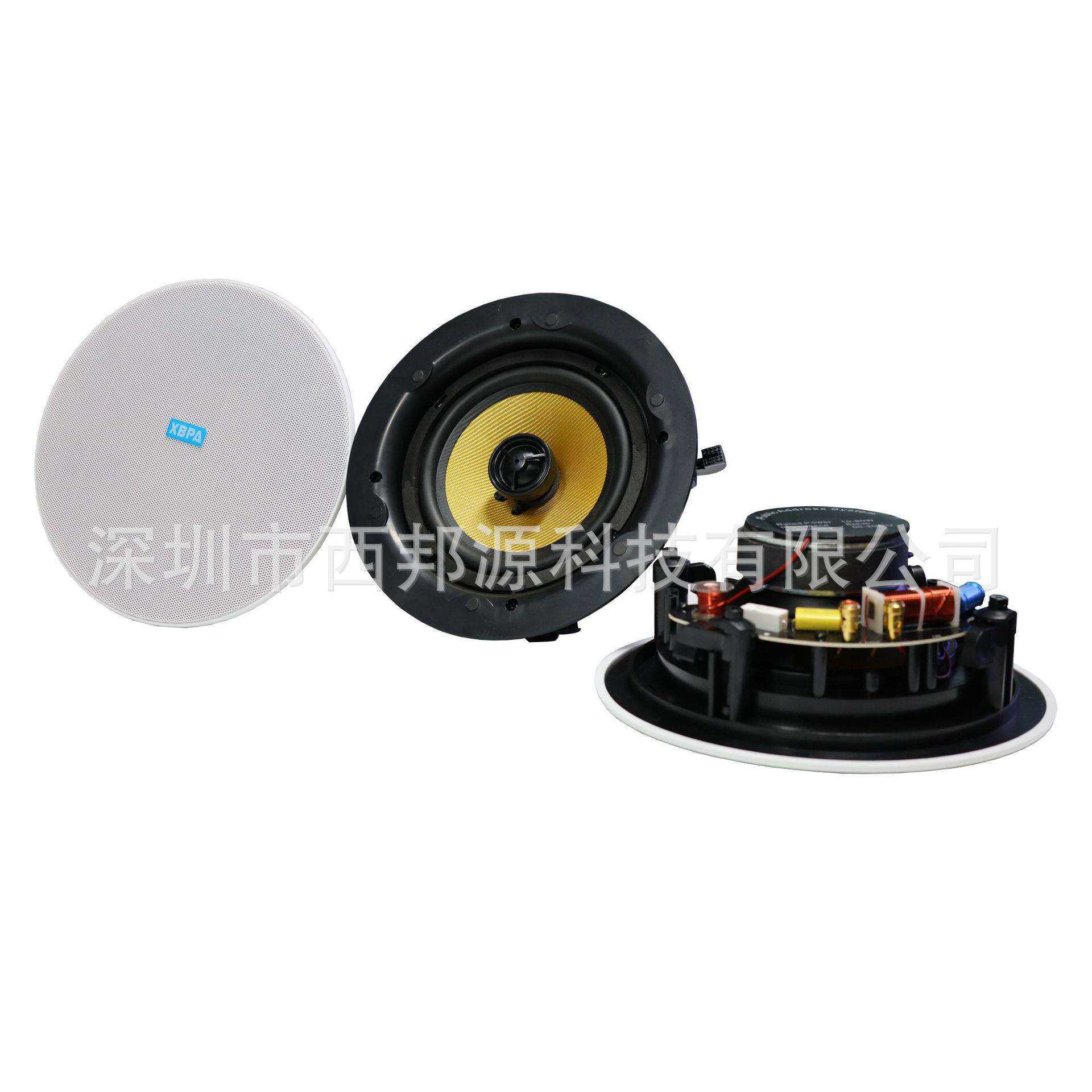 嵌入式天花吊顶音响5/6寸吸顶同轴带分频器立体声喇叭定阻扬声器