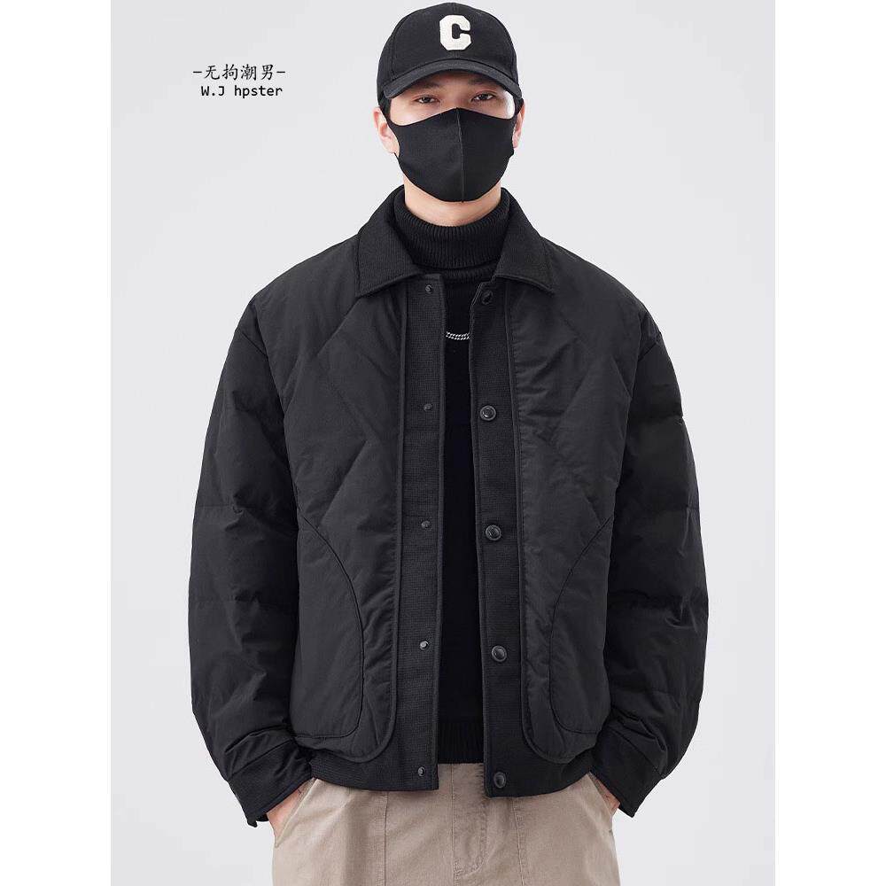 it neith BIAS潮牌翻领羽绒服男冬季轻薄鸭绒工装夹克保暖外套