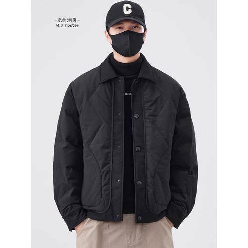 it neith BIAS潮牌翻领羽绒服男冬季轻薄鸭绒工装夹克保暖外套