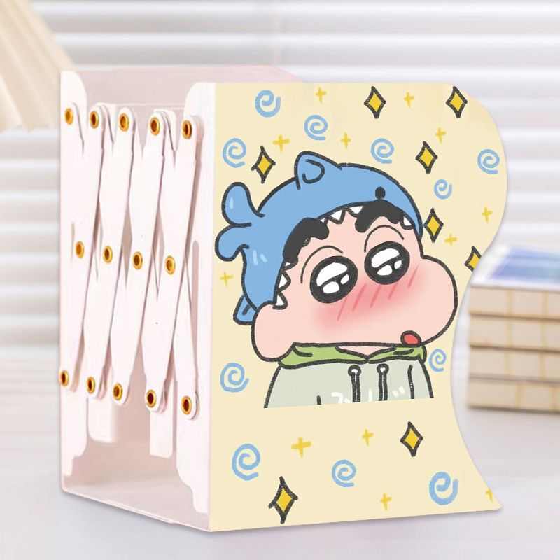 书立架可伸缩书架初高中生可爱蜡笔小新桌面书夹折叠书本立架书隔