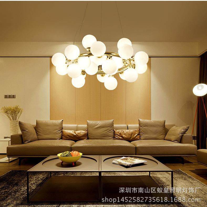 北欧魔豆吊灯后现代个性设计师奶白玻璃球吧台客厅餐厅卧室吊灯