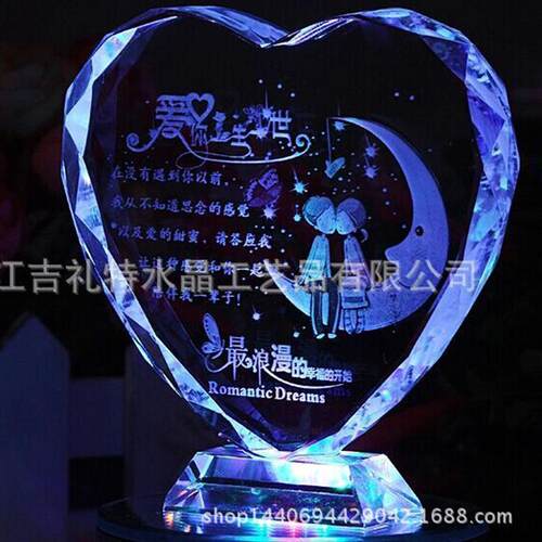 水晶礼物礼品摆件炫彩旋转音乐盒