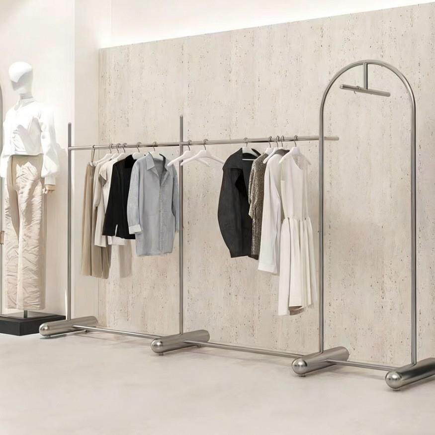 服装店展示架创意正挂不锈钢男女装货架架陈列道具中岛落地挂衣架
