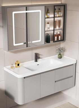 6轻奢岩板圆角R浴429智室柜组合能洗手脸盆台柜简约卫生间洗漱一