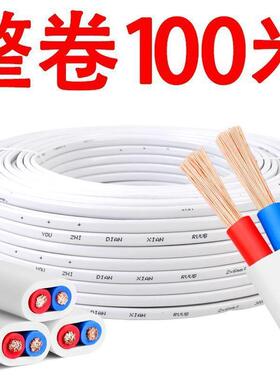 电线室内家用白色护套线2芯线2.5/4平方室外防冻照明监控电源线