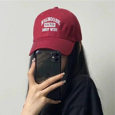 Letter Embroidered Baseball Cap Women Hard Top Big Brim Cap