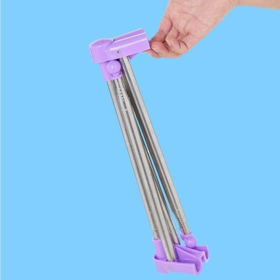 便携式伸缩折叠晾衣架家用加粗旅行晾衣杆不锈钢伸缩可折叠衣架