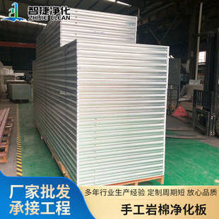 50厚手工岩棉净化板洁净板彩钢夹芯板洁净车间食品车间隔断吊顶板