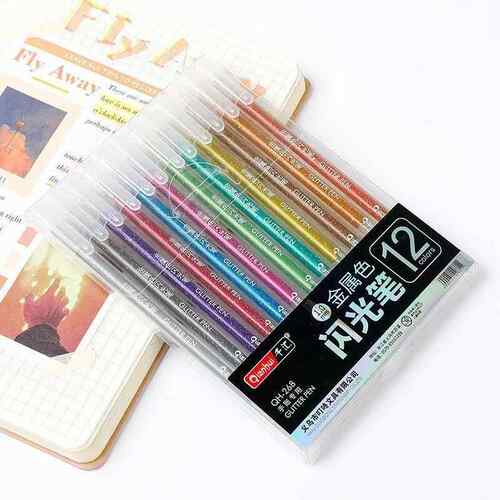12 Colors/ Glitter Gel Pens 1.0MM color Gel Pen for School O