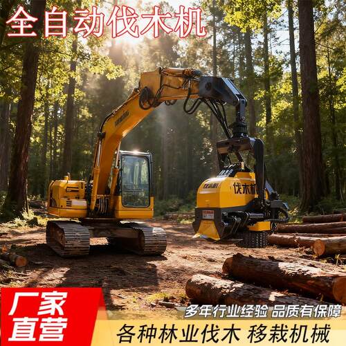 园林树木挖掘机伐木切割机木头去枝断头带锯夹木机全自动伐木机